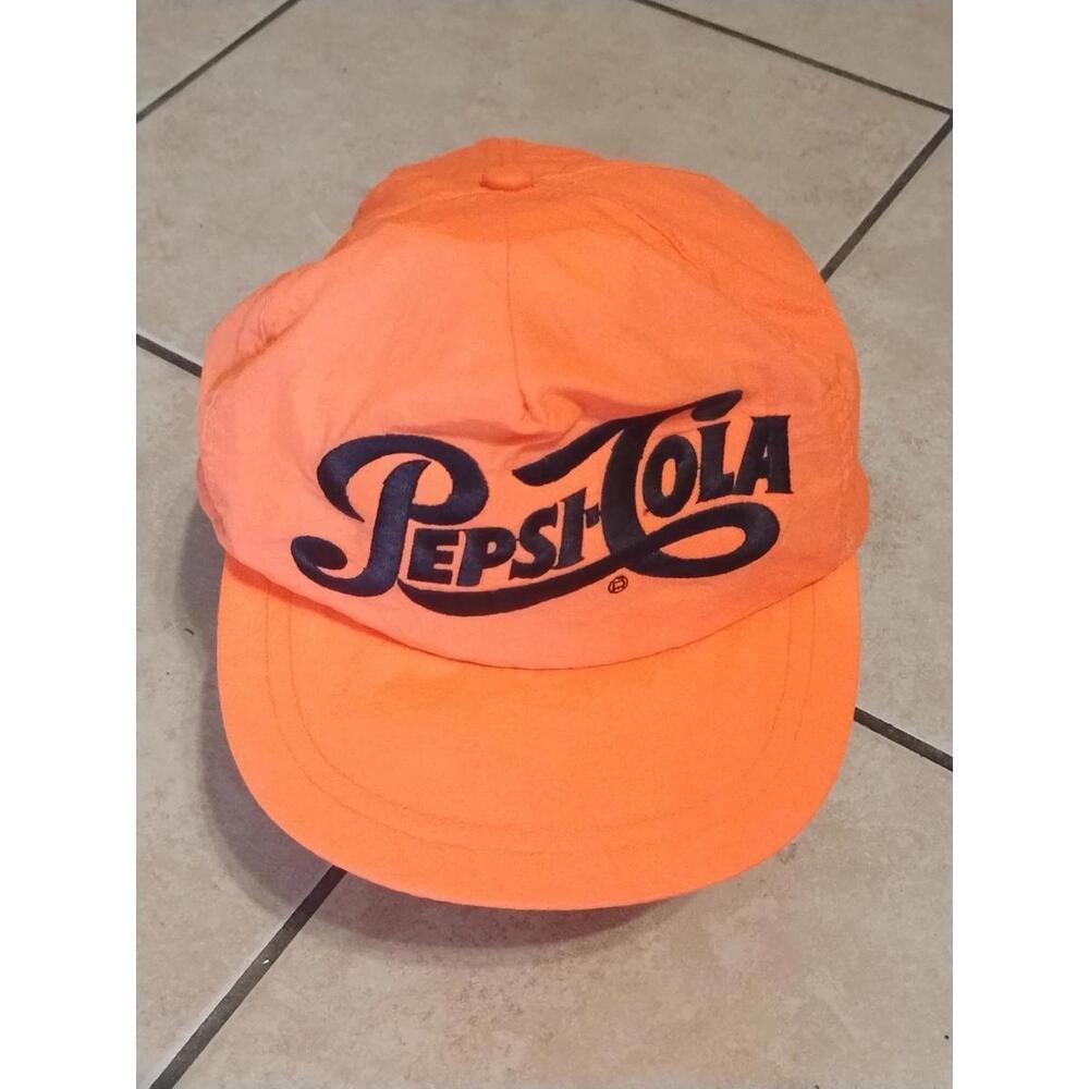 1980’s Pepsi-Cola Bright Neon Orange Nylon SnapBack Hat‎